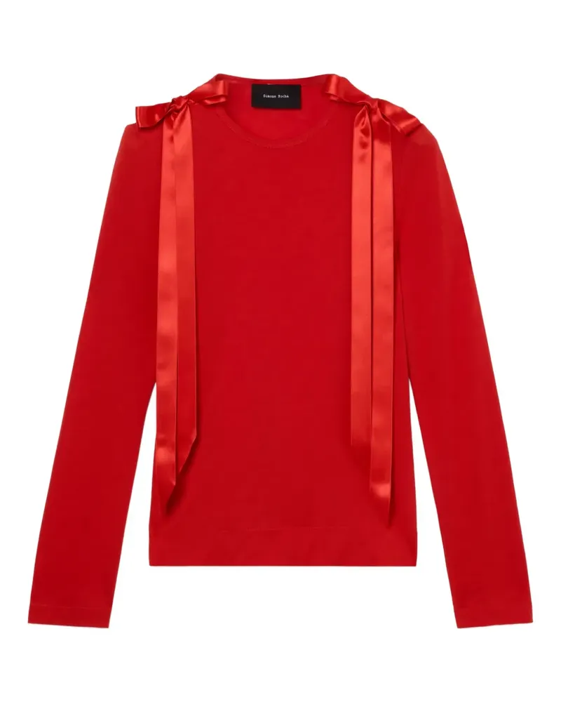 Simone Rocha Langarmshirt mit Schleife - Rot Rot