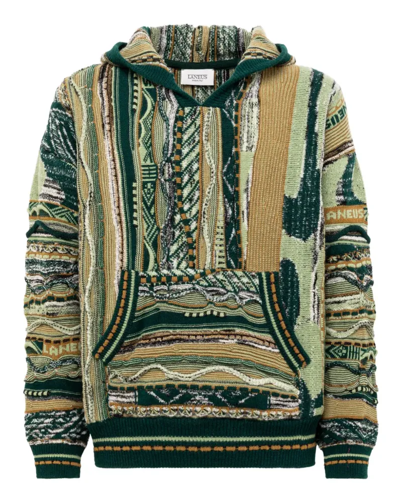 Laneus Kastiger Hoodie aus Jacquard-Strick - Grün Grün