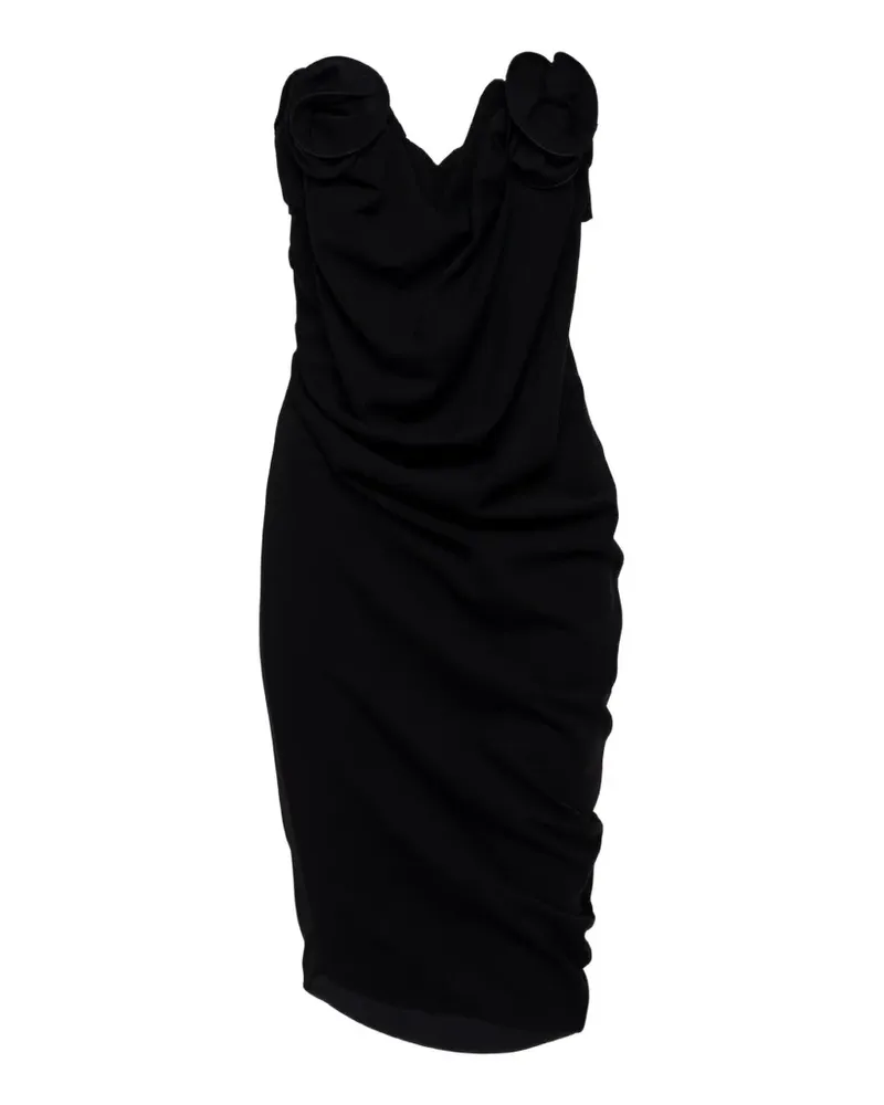 Magda Butrym floral-applique draped midi dress - Schwarz Schwarz