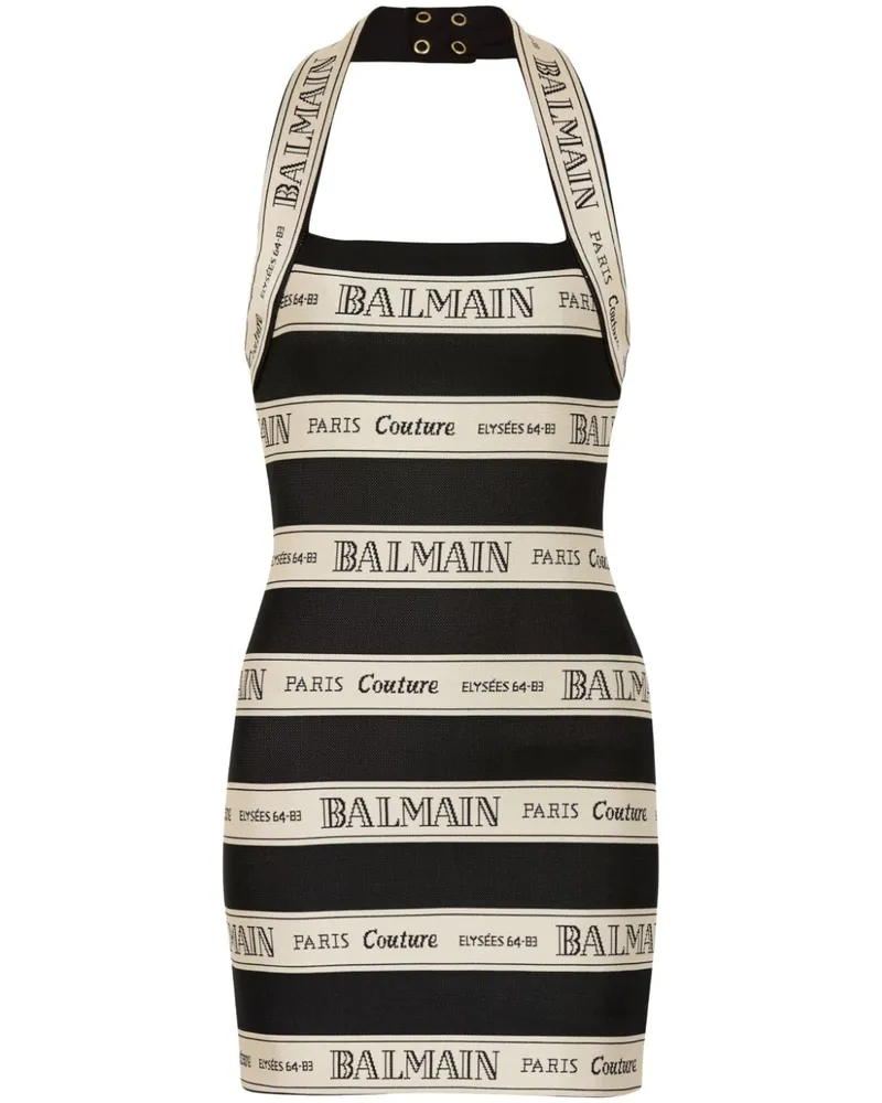 Balmain Minikleid aus Logo-Jacquard - Schwarz Schwarz