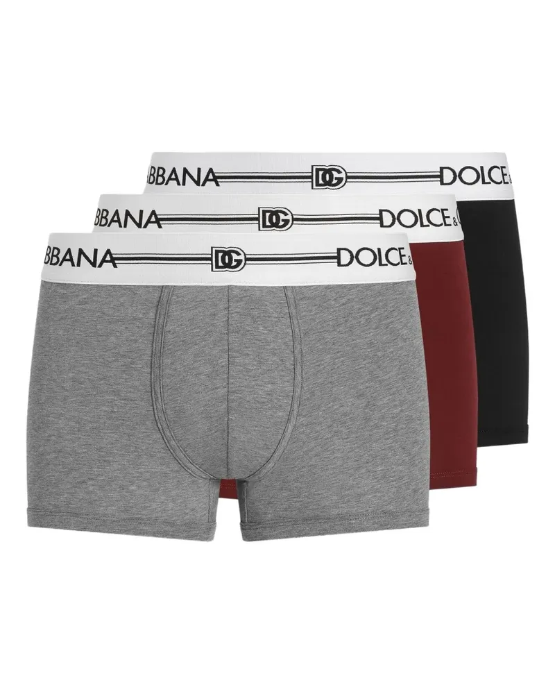 Dolce & Gabbana Set aus drei Boxershorts mit Logo-Bund - Grau Grau