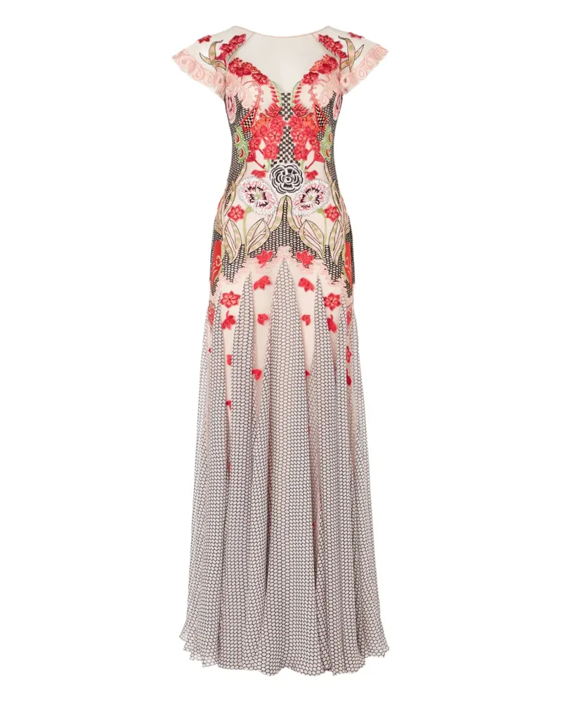 Temperley London Gerüschtes Remi Maxikleid mit Stickerei - BLUSH Blush