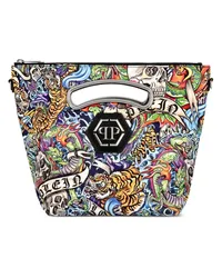 Philipp Plein Mittelgroße Tote Bag mit Tattoo-Print Schwarz