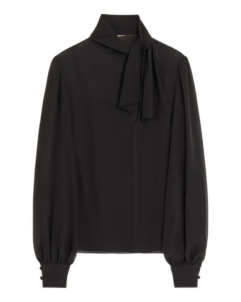 Valentino Garavani Leichtes Top aus Georgette mit Schal - Schwarz Schwarz