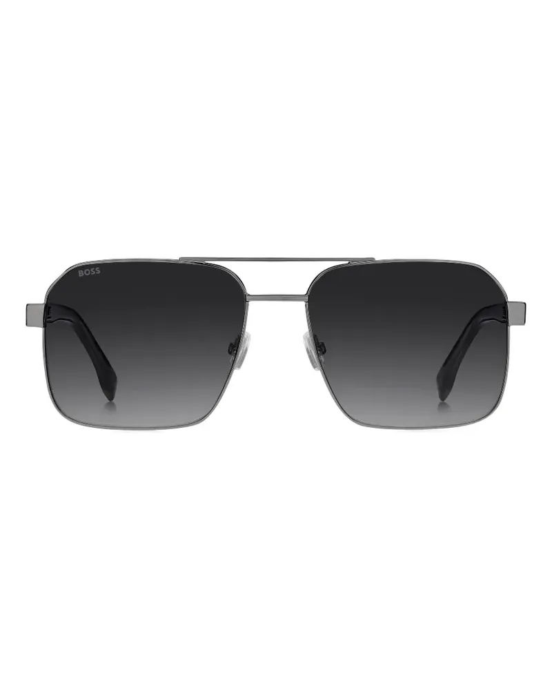 HUGO BOSS Sonnenbrille aus Edelstahl mit transparenten Bügeln - Grau Grau