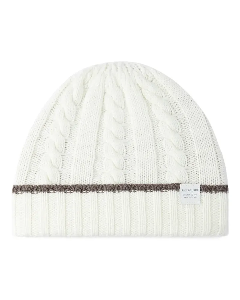 Paul & Shark cable-knit wool cashmere beanie - Weiß Weiß