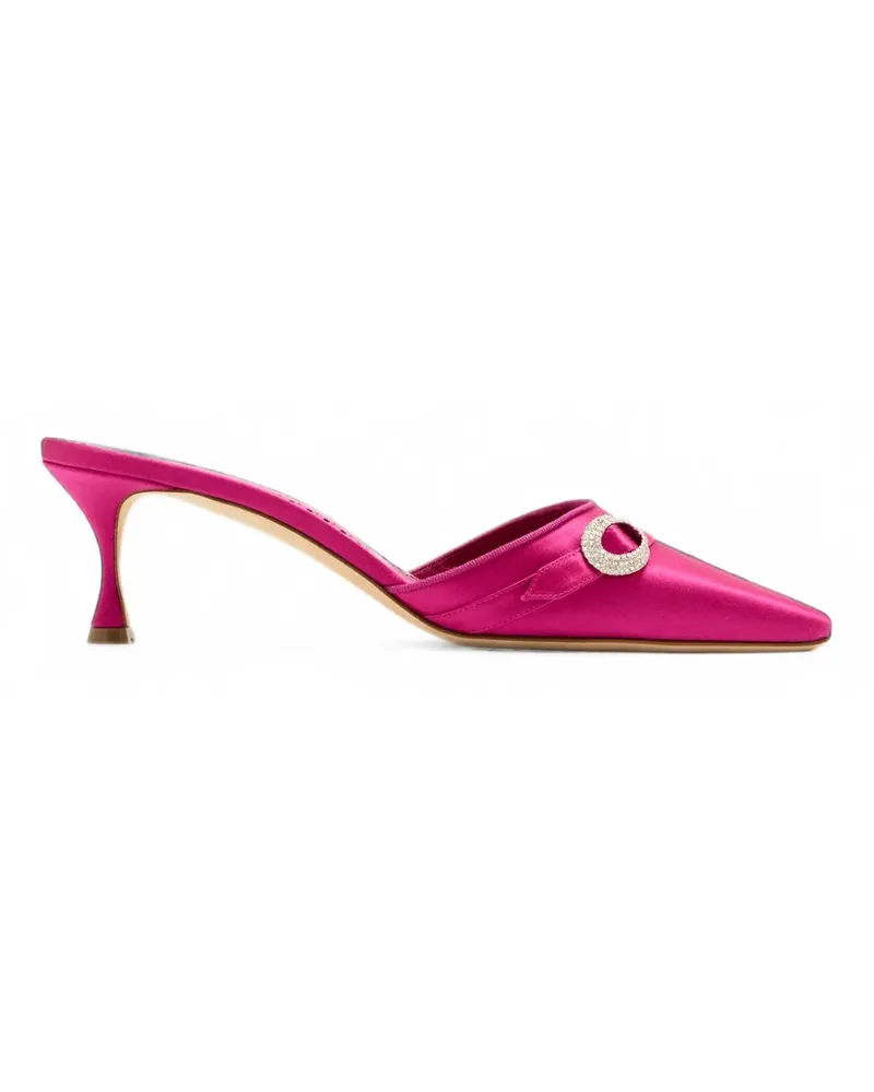 Manolo Blahnik Zutonmu crystal-embellished satin mules - Rosa Rosa