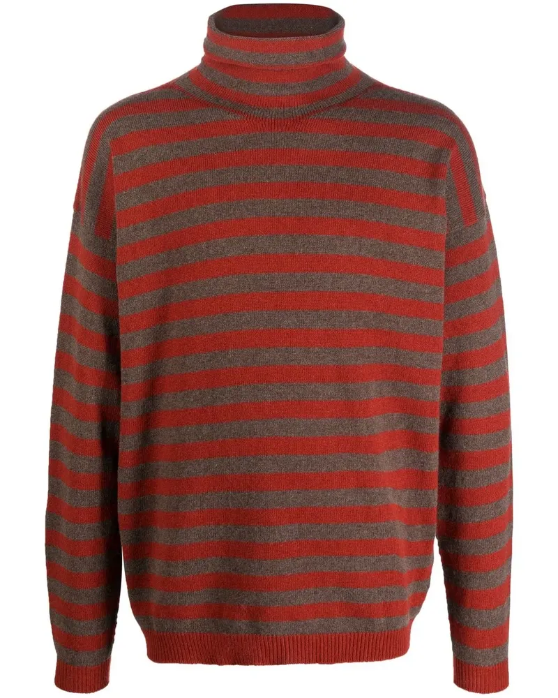 LARDINI Gestreifter Rollkragenpullover - Rot Rot
