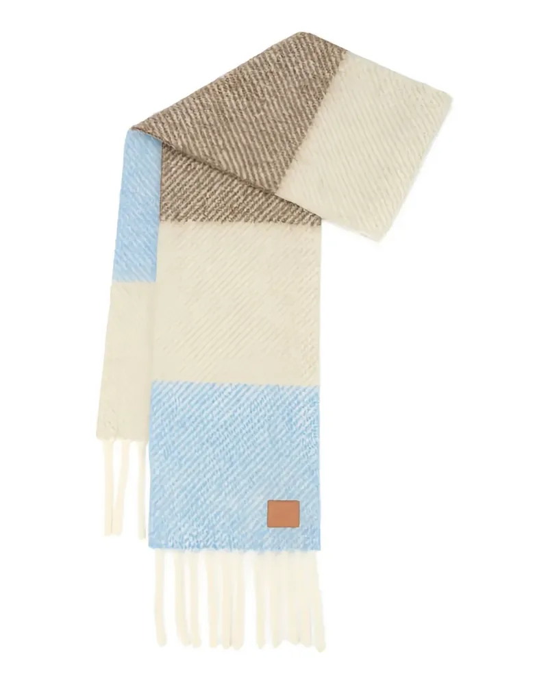 Loewe Gestreifter Schal mit Fransen - Blau Blau