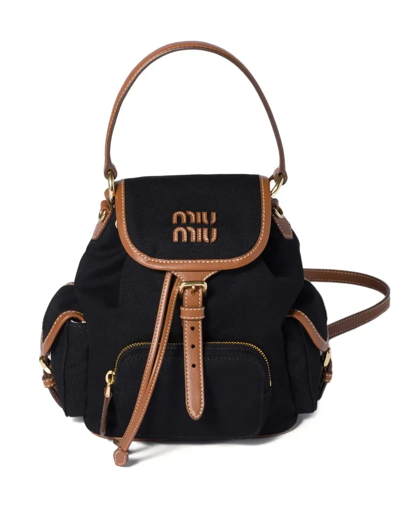 Miu Miu canvas and leather backpack - Schwarz Schwarz