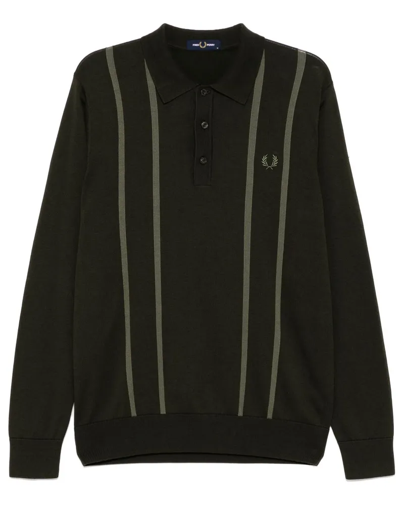 Fred Perry Gestreiftes Poloshirt - Grün Grün