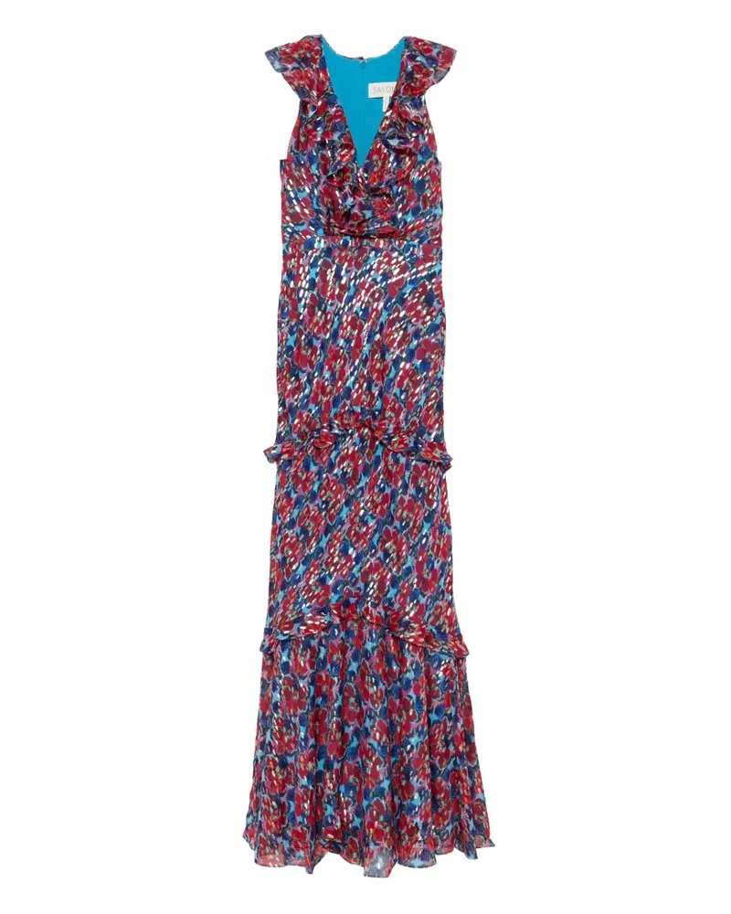 Saloni Rita Maxikleid mit Print - Rot Rot