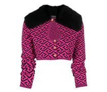 Cropped-Cardigan mit Stickerei - Schwarz