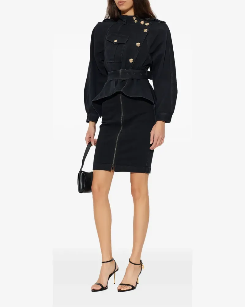 Balmain Jeansrock mit Reißverschluss - Schwarz Schwarz