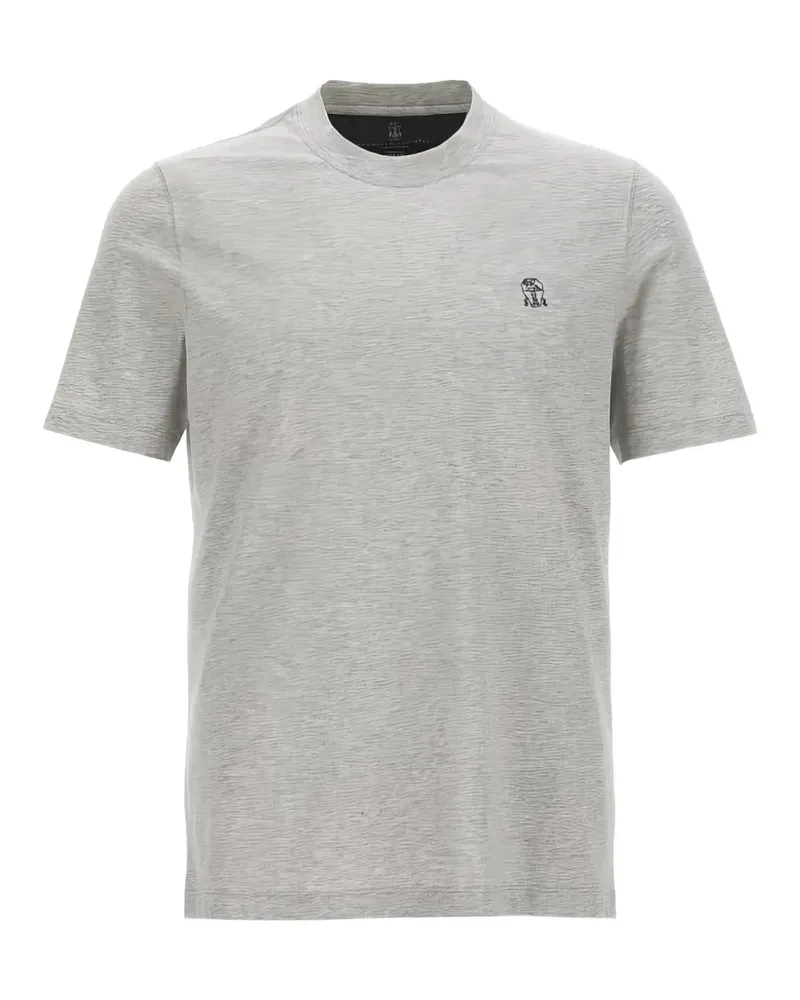 Brunello Cucinelli logo-embroidered short-sleeve T-shirt - Grau Grau