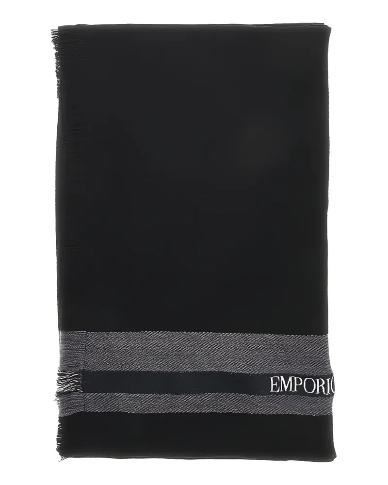 Emporio Armani Schal mit Streifendetail - Schwarz Schwarz
