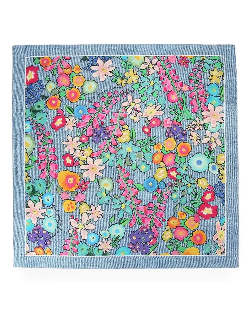 Kurt Geiger floral-print denim-effect scarf - Blau Blau