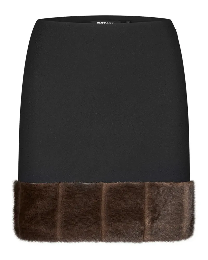 ROTATE Birger Christensen Minirock aus Faux Fur - Schwarz Schwarz