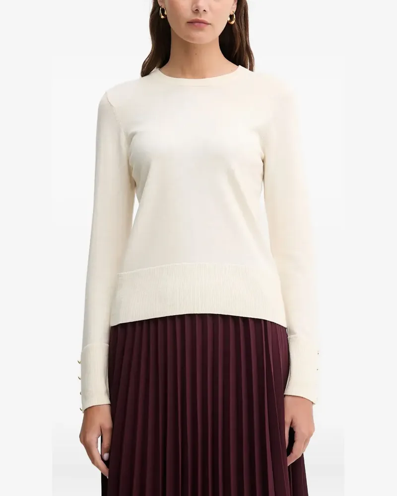 Barbour Pullover mit geknöpften Bündchen - Weiß Weiß