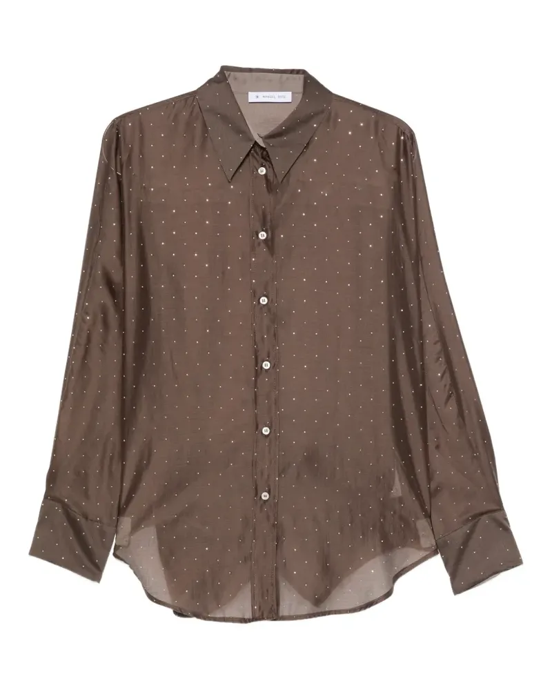 Manuel Ritz crystal-embellished semi-sheer shirt - Braun Braun