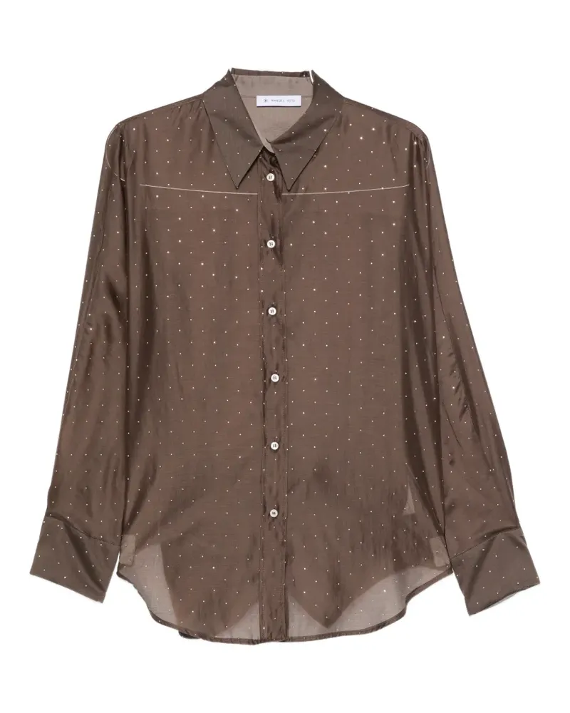 Manuel Ritz crystal-embellished semi-sheer shirt - Braun Braun