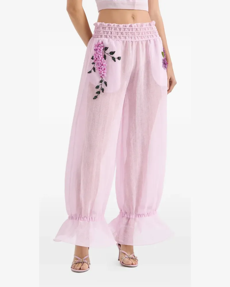 Genny Hose mit Blumenapplikation - Rosa Rosa