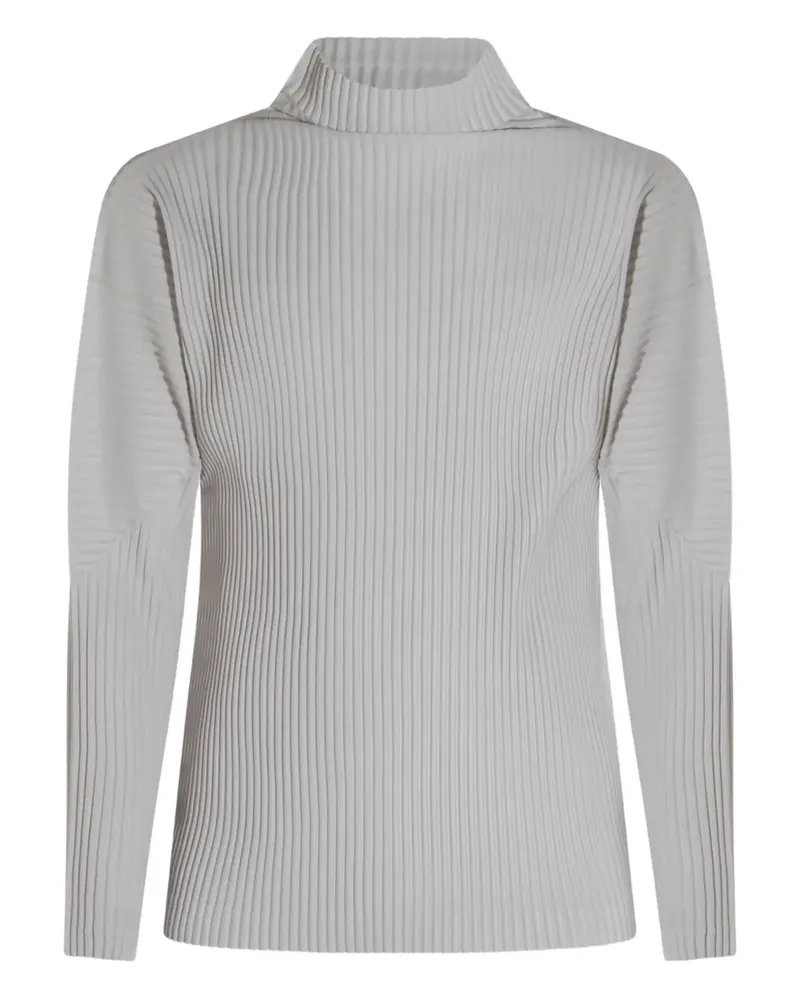 Issey Miyake Plissiertes T-Shirt mit Rollkragen - Grau Grau