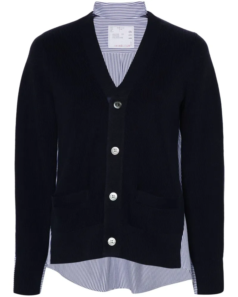 Sacai Cardigan mit Einsätzen Blau