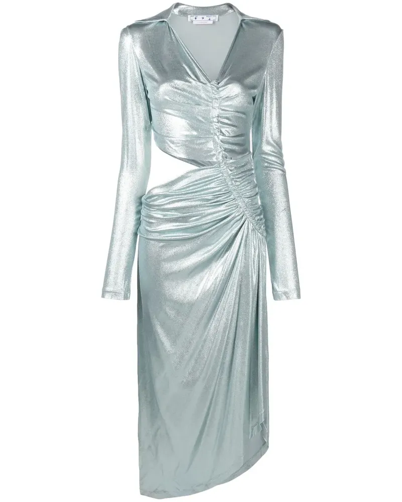 OFF-WHITE Drapiertes Metallic-Kleid - Blau Blau
