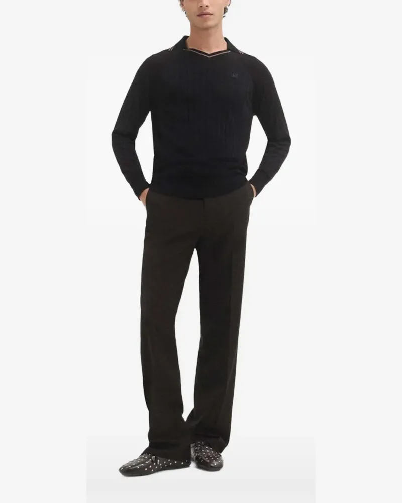 Wales Bonner Gerippter Pullover mit V-Ausschnitt - Schwarz Schwarz