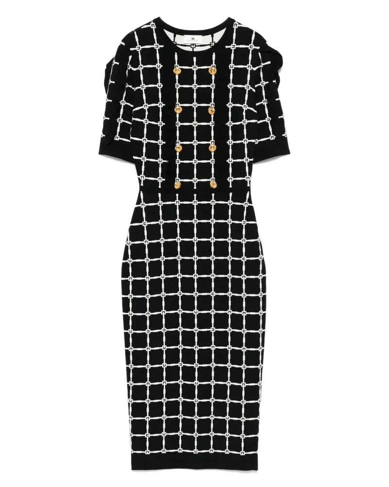 Elisabetta Franchi Midikleid mit Muster - Schwarz Schwarz