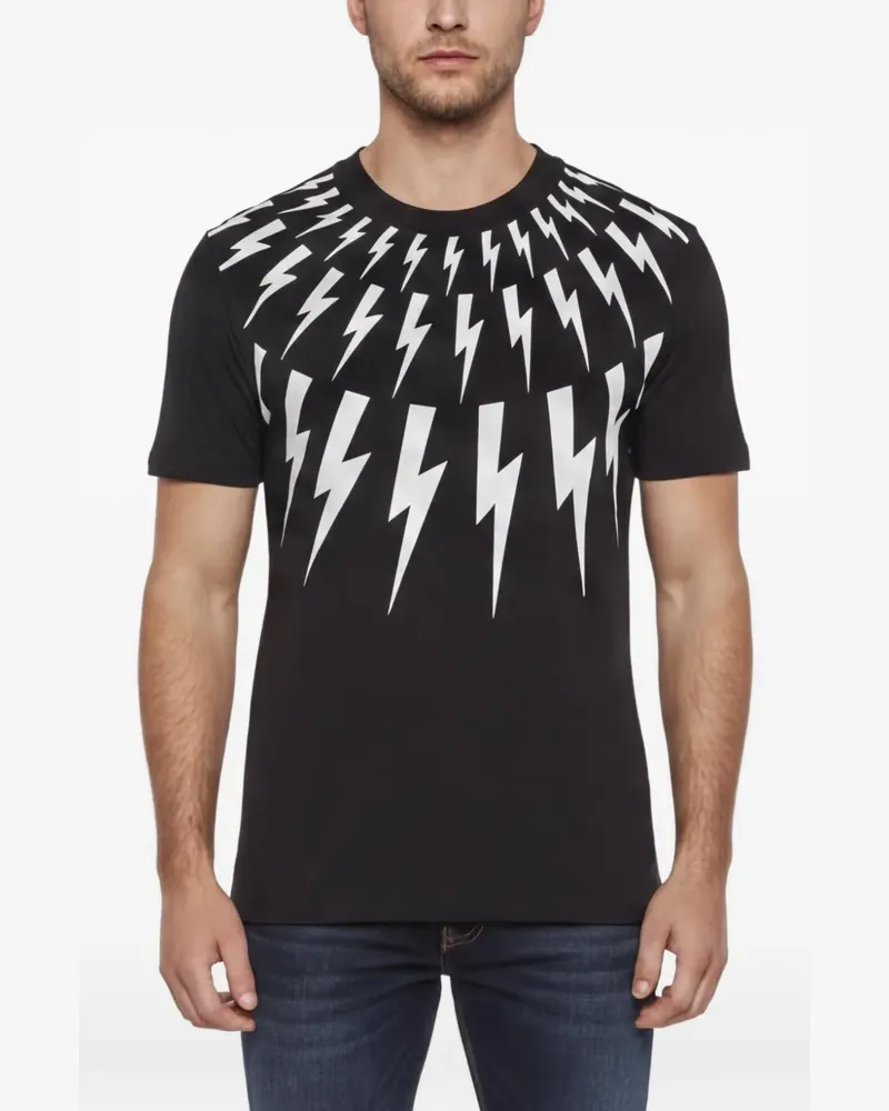 Neil Barrett T-Shirt mit Blitz-Print - Schwarz Schwarz