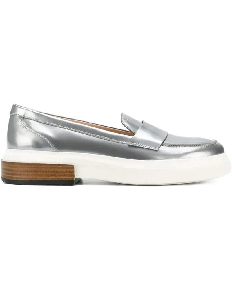 TOD'S Flatform-Loafer aus Leder - Silber Silber