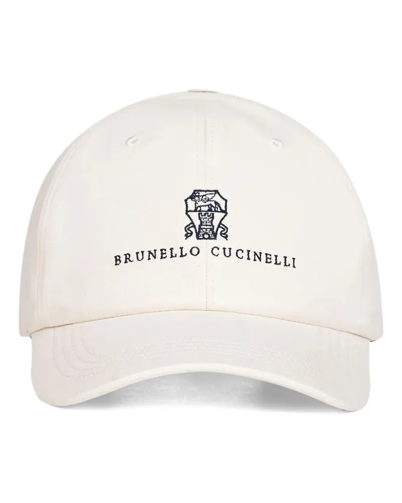 Brunello Cucinelli crest leather strap cap - Weiß Weiß