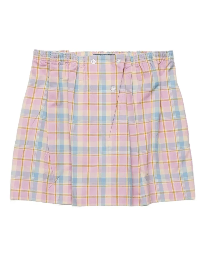 Prada Karierter Minirock mit geraffter Taille - Rosa Rosa