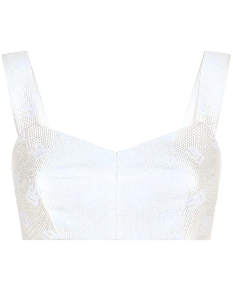 Dolce & Gabbana Cropped-Top mit Jacquardmuster - Weiß Weiß
