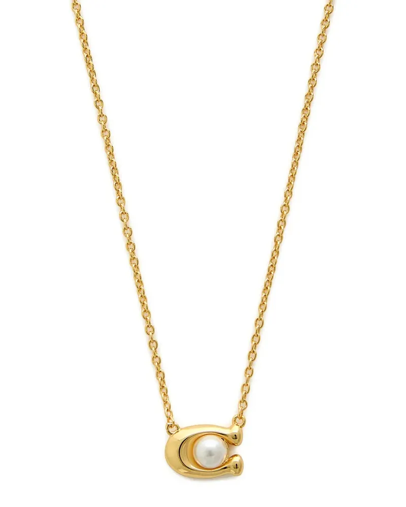 Coach letter-pendant necklace - Gold Gold