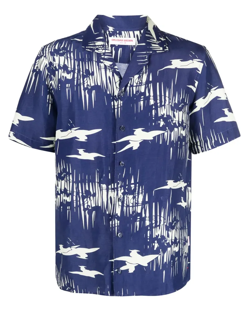 Orlebar Brown Hibbert Hemd mit Print - Blau Blau