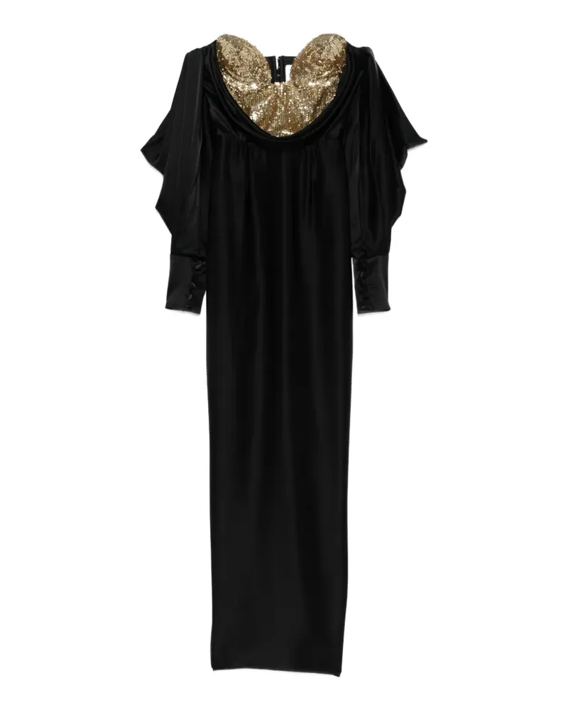 Cristina Savulescu The Warrior Maxikleid mit Pailletten - Schwarz Schwarz