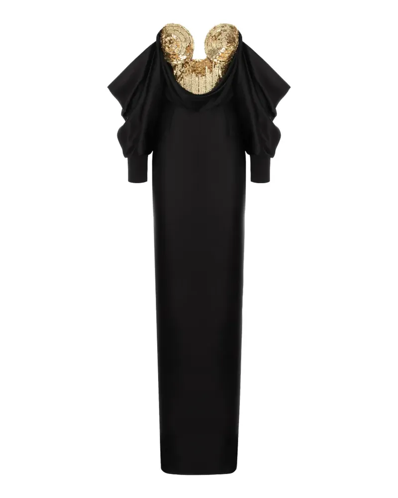 Cristina Savulescu The Warrior Maxikleid mit Pailletten - Schwarz Schwarz