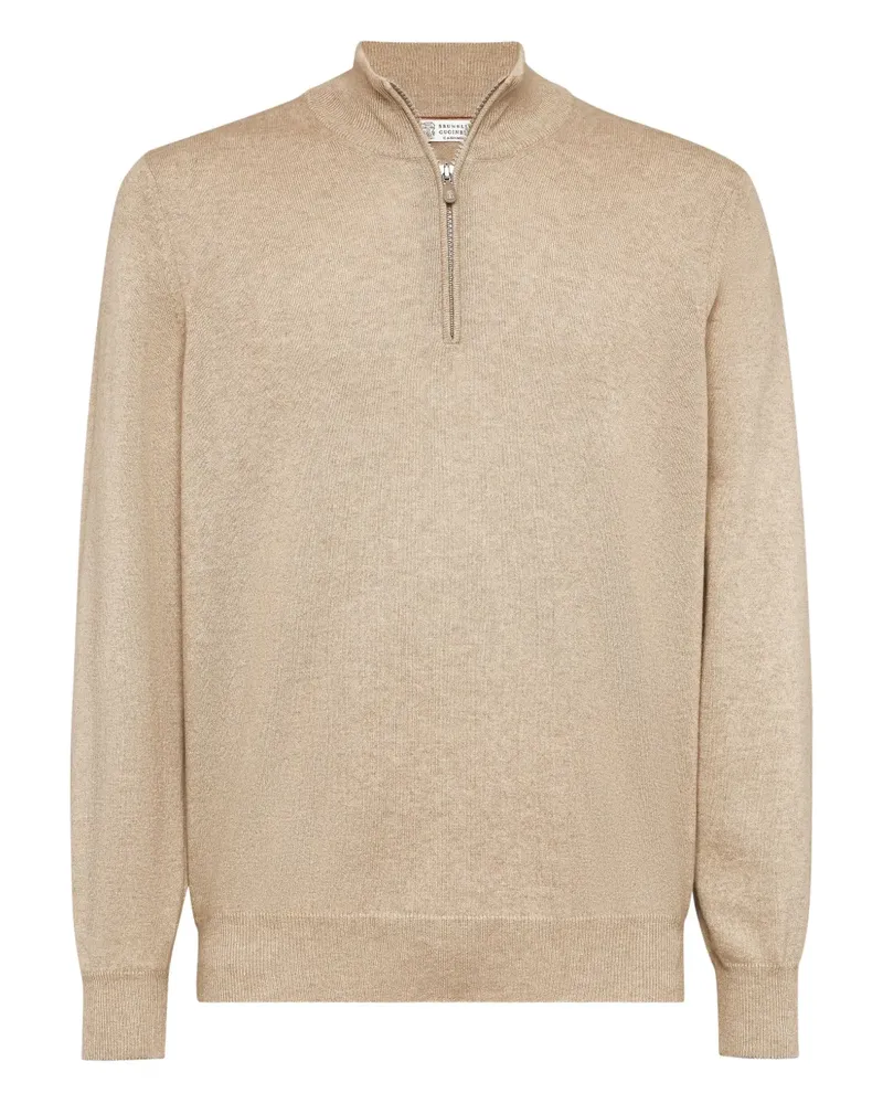 Brunello Cucinelli Sweatshirt mit Reißverschluss - Nude Nude