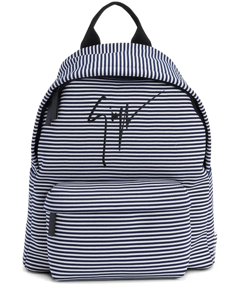 Giuseppe Zanotti Gestreifter Rucksack mit Logo - Blau Blau