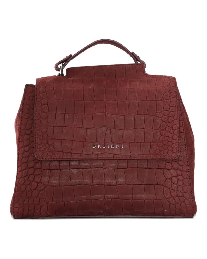 Orciani Kleine Sveva Schultertasche mit Kroko-Effekt - Braun Braun