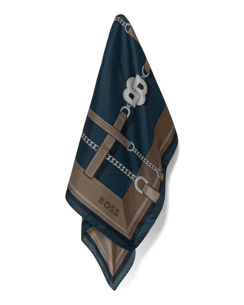 HUGO BOSS Schal mit Kettenträgern-Print - Blau Blau