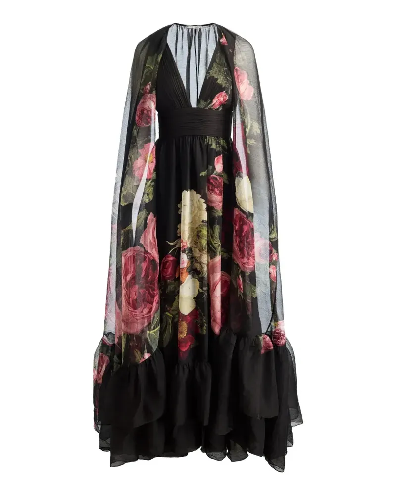 Alice + Olivia Roya Kleid mit Blumen-Print - Schwarz Schwarz