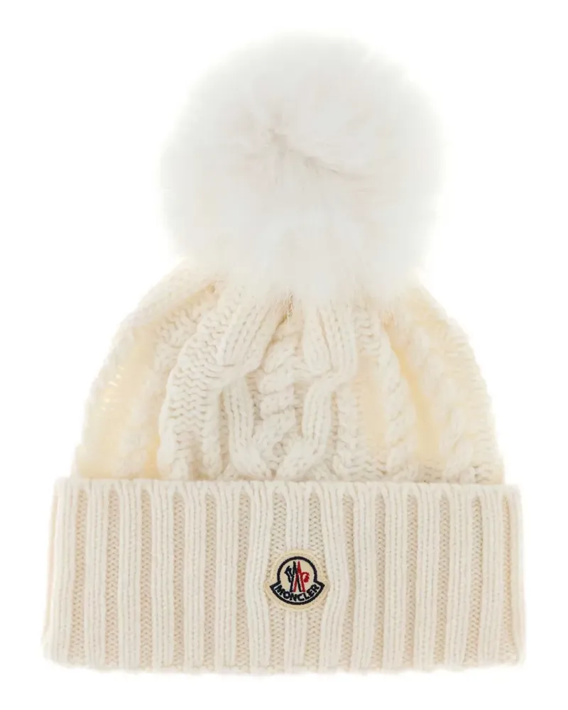 Moncler cable-knit pom-pom beanie - Nude Nude