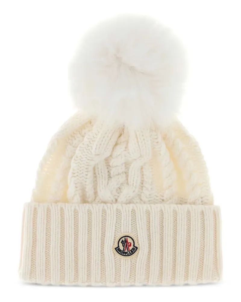 Moncler Bommelmütze mit Zopfmuster - Nude Nude