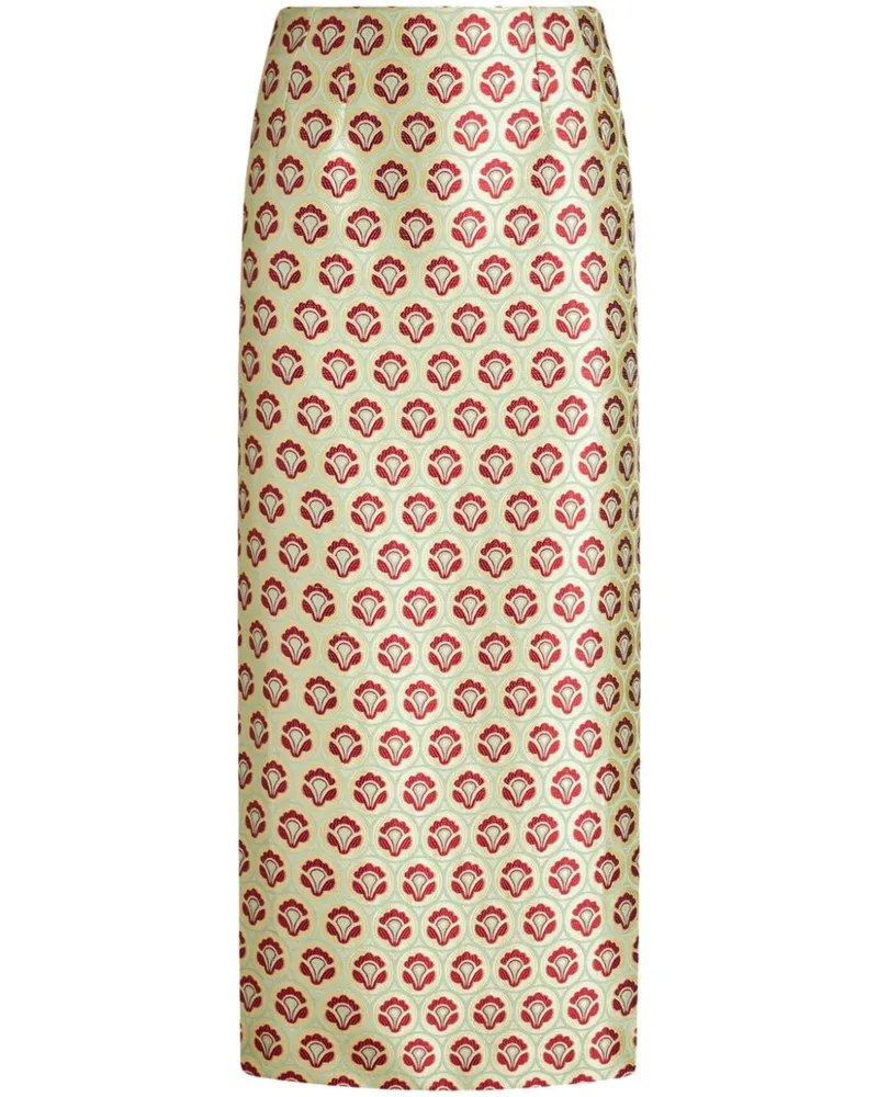 Etro Jacquard-Rock mit Blumenmuster - Grün Grün