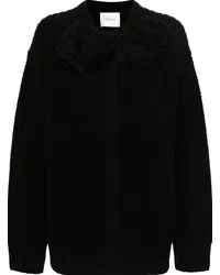 Blumarine Cardigan mit Blumenapplikation Schwarz