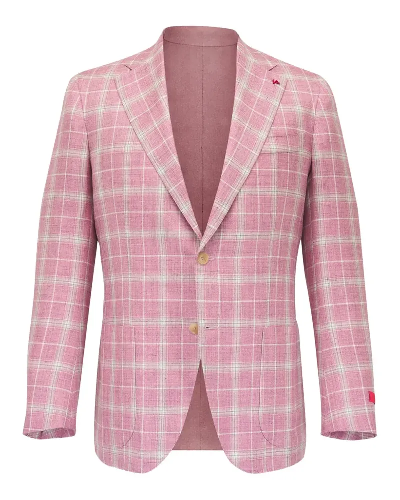 Isaia Karierter Blazer mit zwei Knöpfen - Rosa Rosa
